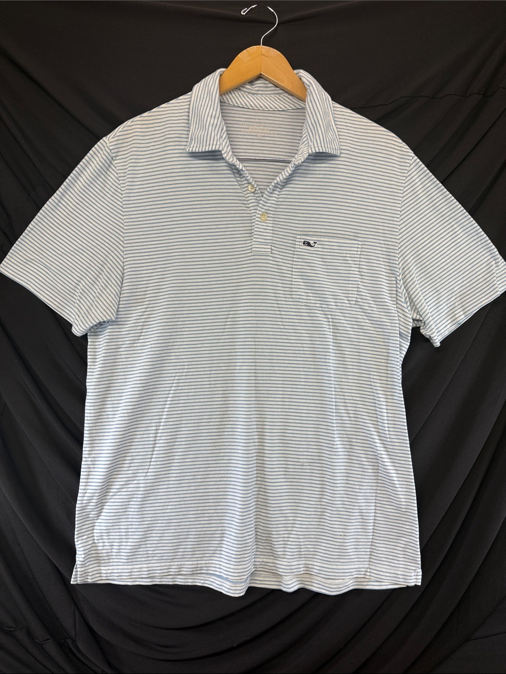 Vineyard Vines Light Blue & White Striped Polo